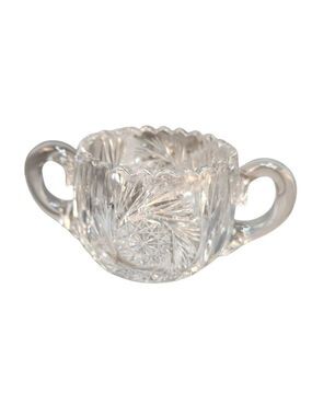 American Brilliant Cut Lead Crystal Glass Hobstar & Fans Saw tooth Clear Sugar